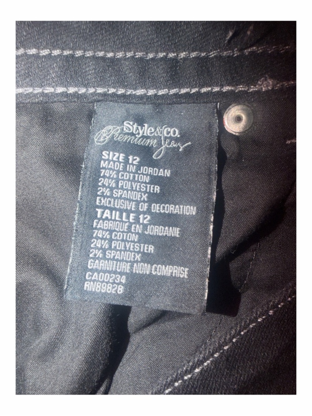 Style and Co Classic Curvy Fit High-Rise Boot Cut Black Women's Jeans Size 12 - Picture 5 of 6